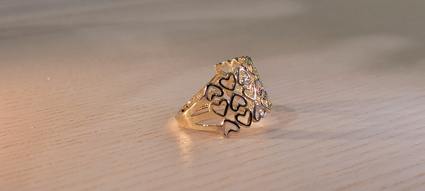 14kt Gold Ring Hearts