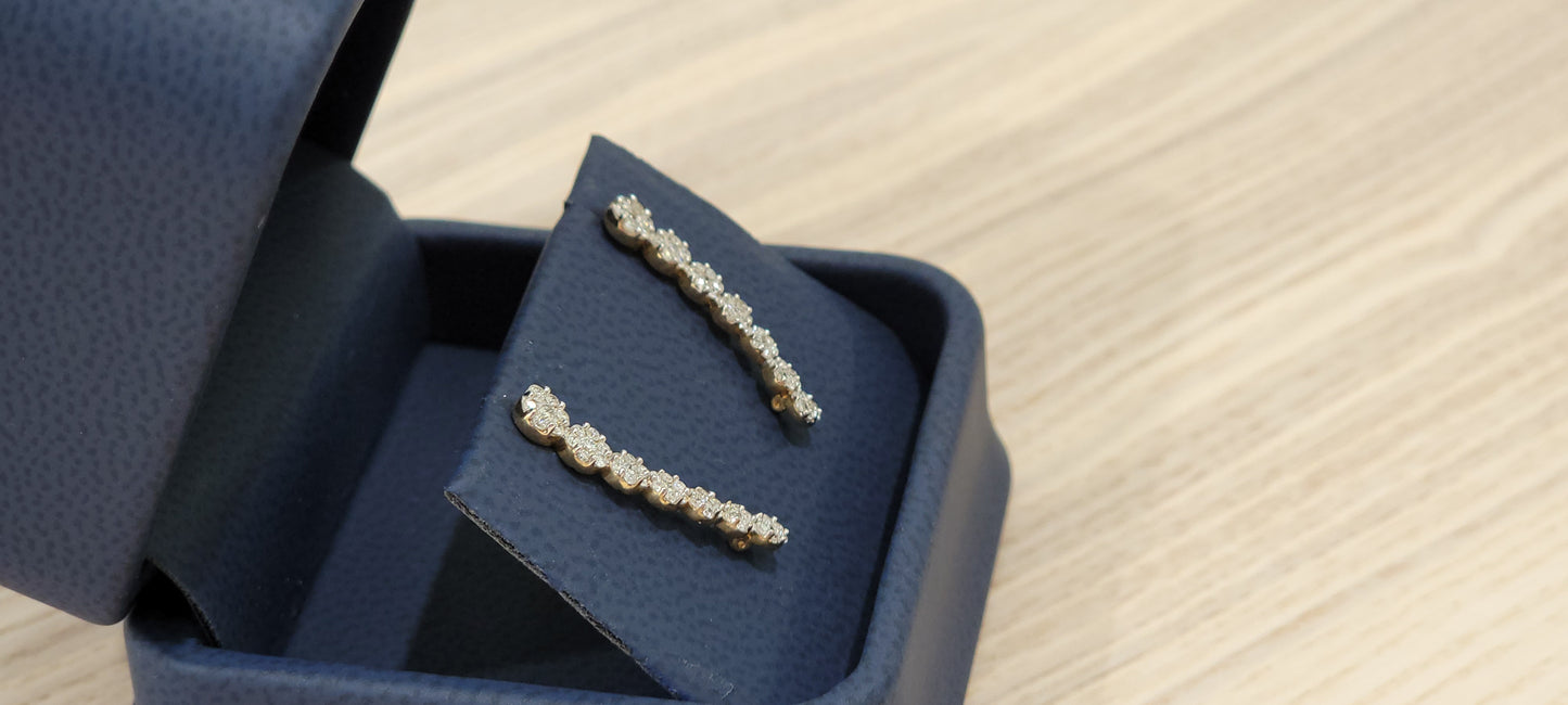 1/2ct Climber Earrings I2 white diamonds 10k gold