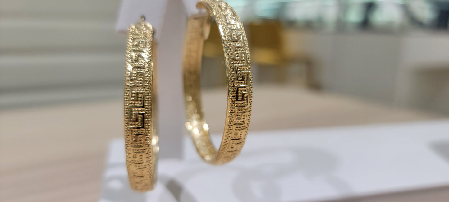 10kt Gold Earrings big size greek hoops.