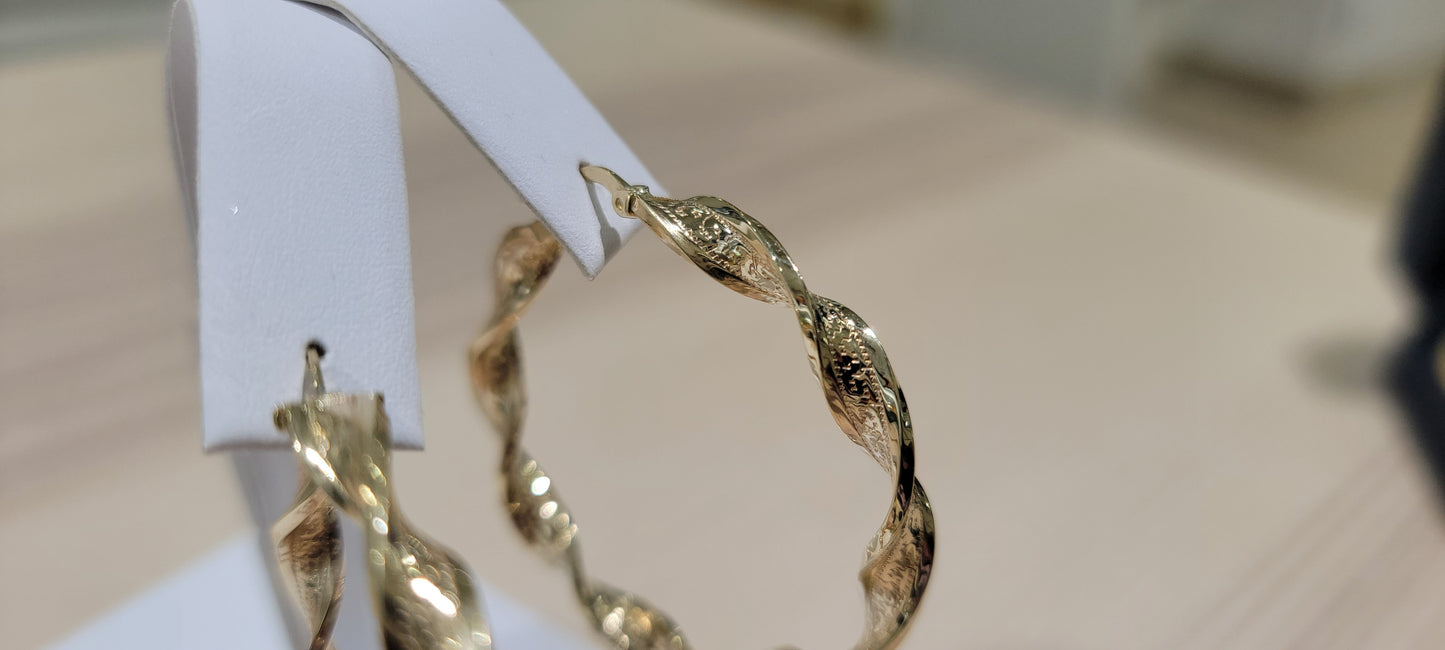 10kt Gold Earrings Greek twist hoop earring