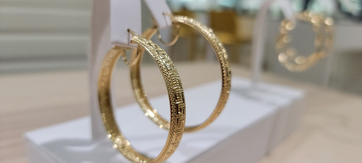10kt Gold Earrings big size greek hoops.