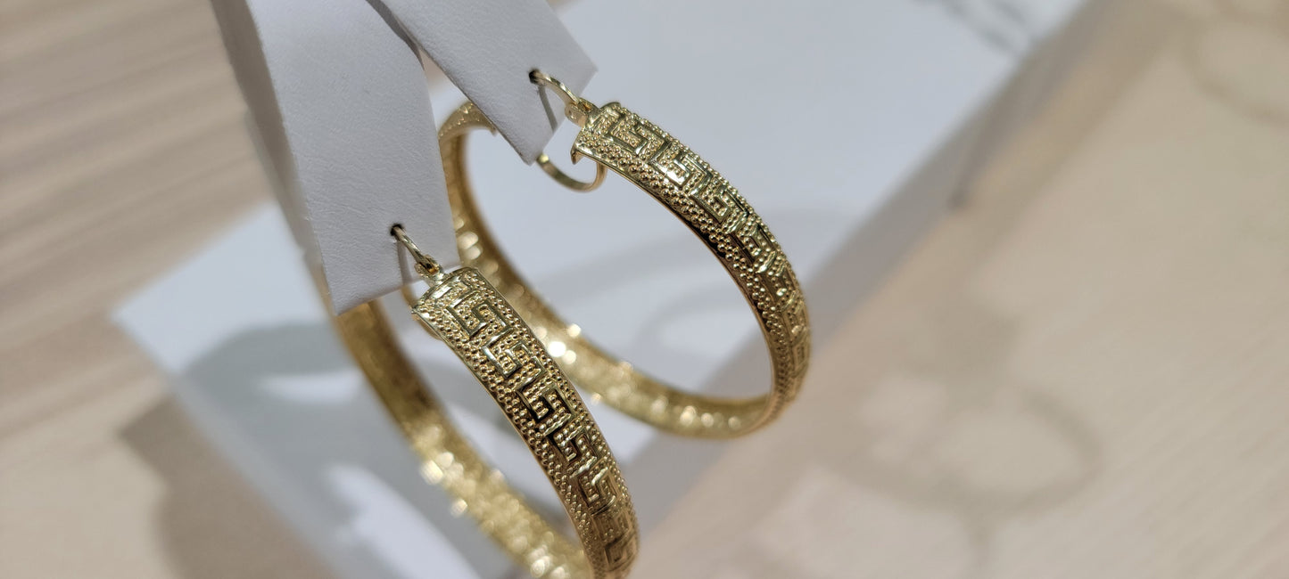 10kt Gold Earrings big size greek hoops.