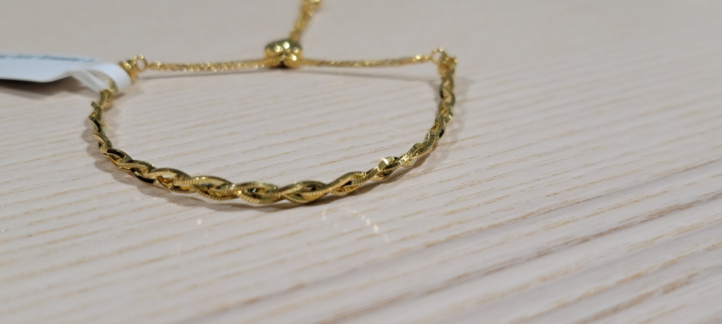 14kt Gold Braided adjustable bracelet