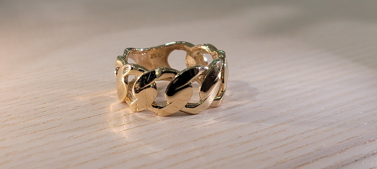 10kt Gold flat cuban link ring