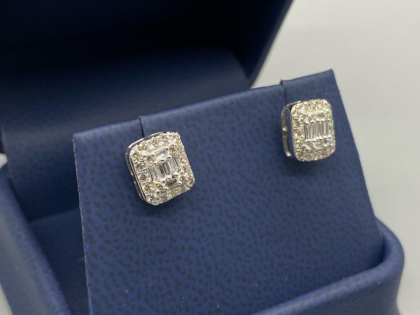 Baguette Diamond and round diamond earrings